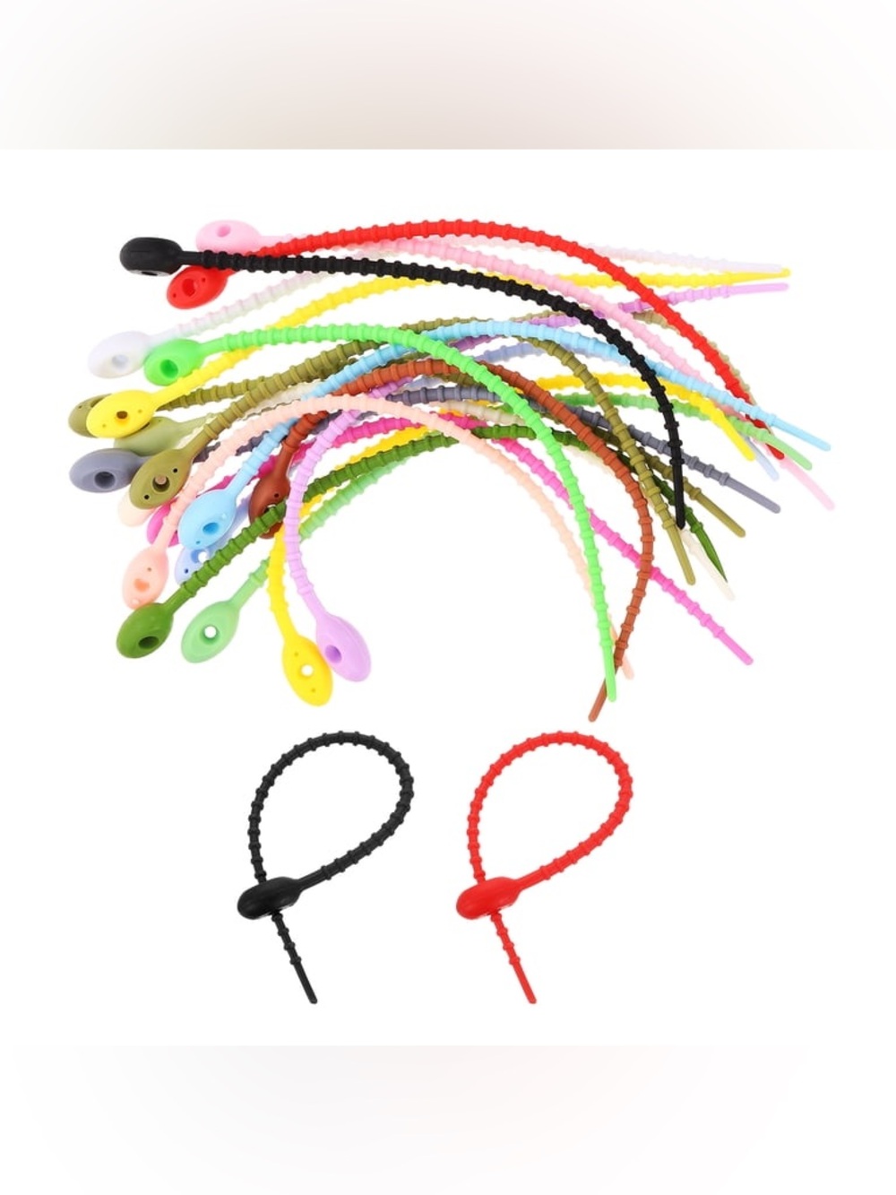 250Pack Silicone Cable Ties, Reusable Zip Ties Strips Twist Tie, Mixed Colors